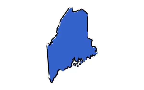 Carte Croquis Bleu Stylisé Maine — Image vectorielle