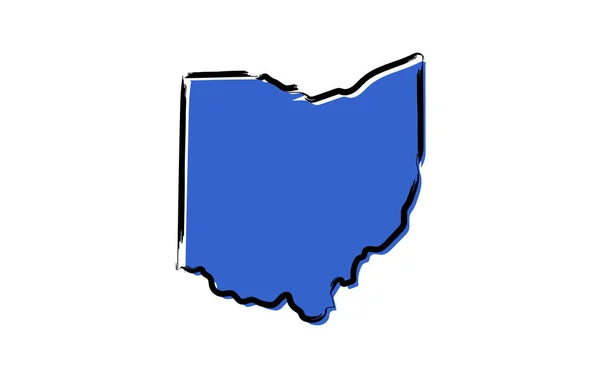 Gestileerde Blauwe Schema Van Ohio — Stockvector