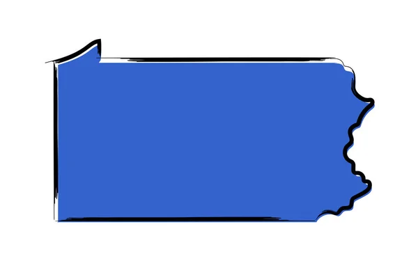 Gestileerde Blauwe Schema Van Pennsylvania — Stockvector