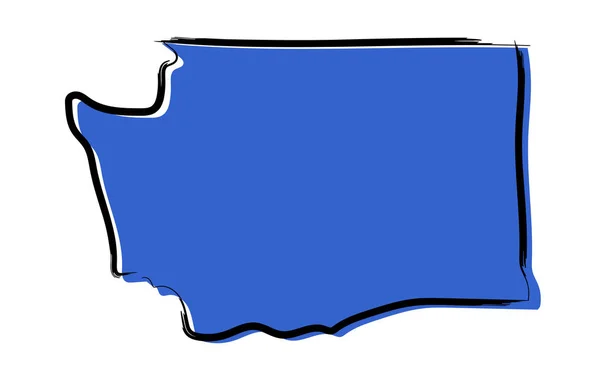 Carte Bleue Stylisée Washington — Image vectorielle
