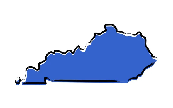 Stylized Blue Sketch Map Kentucky — Stock Vector