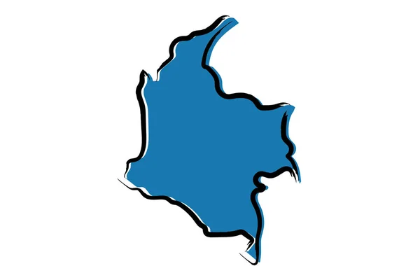 Карта Колумбии Голубым Наброском Стиле — стоковый вектор