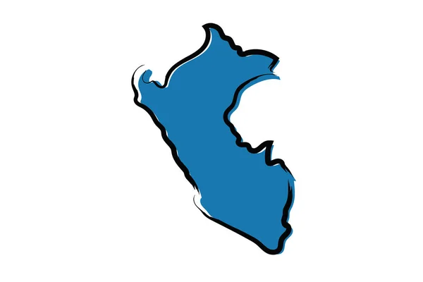 Mapa Stylizowane Niebieski Szkic Peru — Wektor stockowy