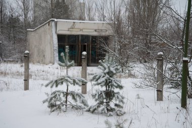 Chernobyl dışlama bölgesinde, Ukrayna Bina terk