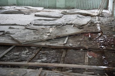 Chernobyl, terk edilmiş eğitmen odanın iç