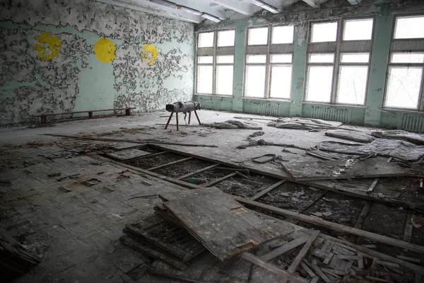 Interior of abandoned trainer room at Chernobyl