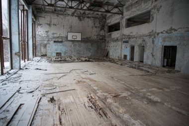 Chernobyl, terk edilmiş eğitmen odanın iç
