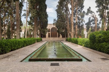 Keşan, İran, 30 Nisan 2018: Keşan'da Fingarden. Fingarden tarihi bir Pers bahçesi, ülkenin en ünlü kraliyet bahçelerinden biri ve Amir Kabir'in öldürüldüğü yerdir.