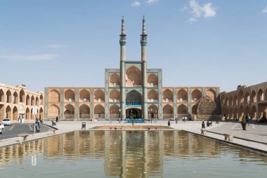 Yezd, İran, 5 Mayıs 2018: Yezd Cemeh Camii (Mescid-i Cemeh)
