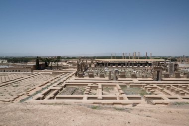 Persepolis eski Ahameniş Krallık başkentidir. Iran görme. Antik Pers. Mavi gökyüzü ve bulutlar arka plan
