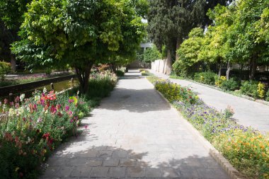 Keşan, İran, 30 Nisan 2018: Keşan'da Fingarden. Fingarden tarihi bir Pers bahçesi, ülkenin en ünlü kraliyet bahçelerinden biri ve Amir Kabir'in öldürüldüğü yerdir.