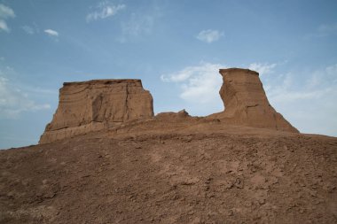 Muhteşem Dasht-e Lut çöller, ünlü için onun kaya oluşumları Kerman İran, dünyada hotest yerlerinden city yakınındaki Kaluts veya Kalouts olarak
