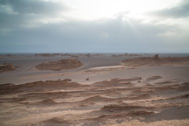 Muhteşem Dasht-e Lut çöller, ünlü için onun kaya oluşumları Kerman İran, dünyada hotest yerlerinden city yakınındaki Kaluts veya Kalouts olarak