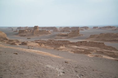 Muhteşem Dasht-e Lut çöller, ünlü için onun kaya oluşumları Kerman İran, dünyada hotest yerlerinden city yakınındaki Kaluts veya Kalouts olarak