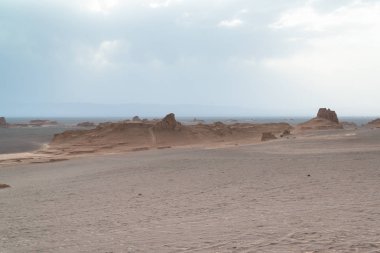 Muhteşem Dasht-e Lut çöller, ünlü için onun kaya oluşumları Kerman İran, dünyada hotest yerlerinden city yakınındaki Kaluts veya Kalouts olarak