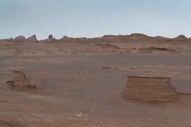 Muhteşem Dasht-e Lut çöller, ünlü için onun kaya oluşumları Kerman İran, dünyada hotest yerlerinden city yakınındaki Kaluts veya Kalouts olarak