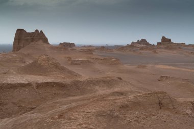 Muhteşem Dasht-e Lut çöller, ünlü için onun kaya oluşumları Kerman İran, dünyada hotest yerlerinden city yakınındaki Kaluts veya Kalouts olarak