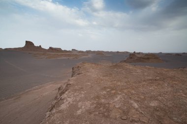 Muhteşem Dasht-e Lut çöller, ünlü için onun kaya oluşumları Kerman İran, dünyada hotest yerlerinden city yakınındaki Kaluts veya Kalouts olarak
