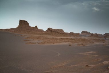 Muhteşem Dasht-e Lut çöller, ünlü için onun kaya oluşumları Kerman İran, dünyada hotest yerlerinden city yakınındaki Kaluts veya Kalouts olarak