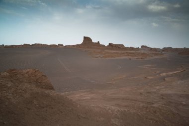 Muhteşem Dasht-e Lut çöller, ünlü için onun kaya oluşumları Kerman İran, dünyada hotest yerlerinden city yakınındaki Kaluts veya Kalouts olarak