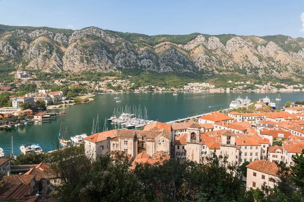 Kotor Bay Och Gamla Stan Från Lovcen Berg Montenegro — Stockfoto