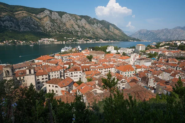 Kotor Bay Och Gamla Stan Från Lovcen Berg Montenegro — Stockfoto