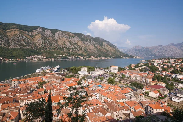 Kotor Bay Och Gamla Stan Från Lovcen Berg Montenegro — Stockfoto