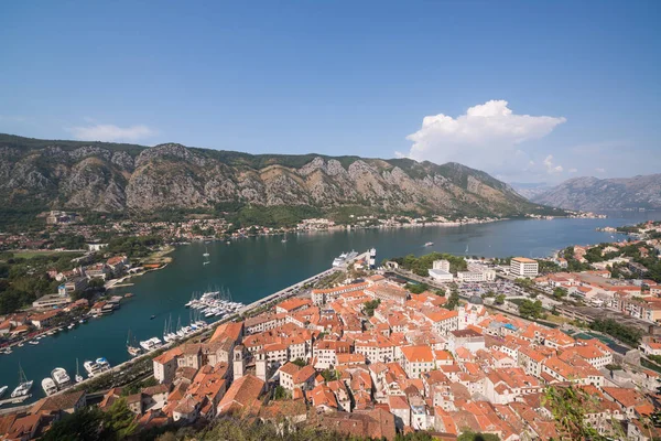 Kotor Bay Och Gamla Stan Från Lovcen Berg Montenegro — Stockfoto