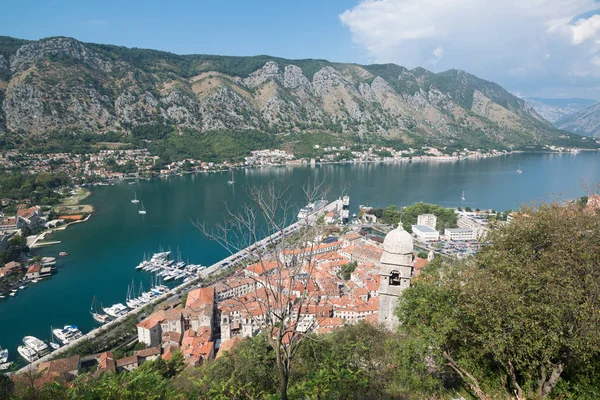 Kotor Bay Och Gamla Stan Från Lovcen Berg Montenegro — Stockfoto