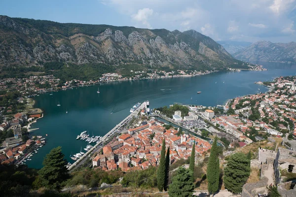 Kotor Bay Och Gamla Stan Från Lovcen Berg Montenegro — Stockfoto