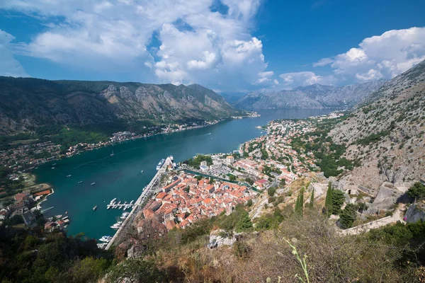 Kotor Baai Oude Stad Van Lovcen Berg Montenegro — Stockfoto