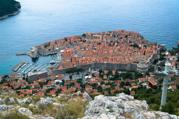 Letecký Pohled Staré Město Dubrovník Krásný Letní Den Chorvatsko — Stock fotografie