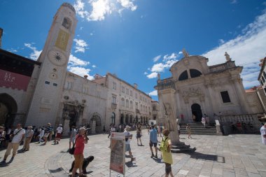 Dubrovnik, Hırvatistan - yaklaşık Temmuz 2016: Dubrovnik'teki eski şehir sokakları, Unesco Dünya Mirası alanı