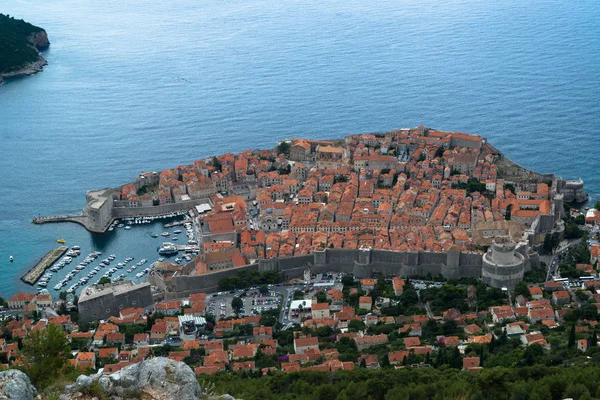 Letecký Pohled Staré Město Dubrovník Krásný Letní Den Chorvatsko — Stock fotografie