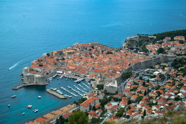 Letecký Pohled Staré Město Dubrovník Krásný Letní Den Chorvatsko — Stock fotografie