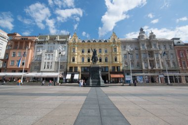 Zagreb, Hırvatistan, yaklaşık Temmuz 2016: Zagreb ana meydanı, Hırvatistan