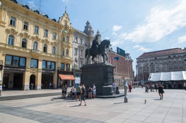 Zagreb, Hırvatistan, yaklaşık Temmuz 2016: Zagreb ana meydanı, Hırvatistan