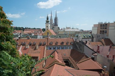Zagreb, Hırvatistan, yaklaşık Temmuz 2016: Zagreb havadan görünüm, Hırvatistan