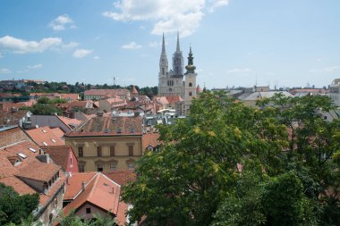 Zagreb, Hırvatistan, yaklaşık Temmuz 2016: Zagreb havadan görünüm, Hırvatistan