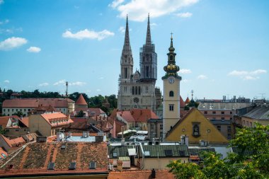 Zagreb, Hırvatistan, yaklaşık Temmuz 2016: Zagreb havadan görünüm, Hırvatistan