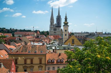 Zagreb, Hırvatistan, yaklaşık Temmuz 2016: Zagreb havadan görünüm, Hırvatistan