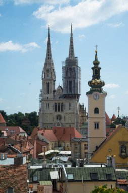 Zagreb, Hırvatistan, yaklaşık Temmuz 2016: Zagreb havadan görünüm, Hırvatistan