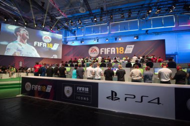 Köln, Almanya, 22 Ağustos 2017: Gamescom, Köln 'deki Koelnmesse' de her yıl düzenlenen video oyunu fuarıdır.