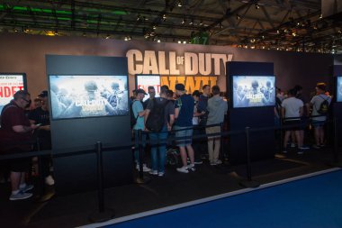 Köln, Almanya, 22 Ağustos 2017: Gamescom, Köln 'deki Koelnmesse' de her yıl düzenlenen video oyunu fuarıdır.