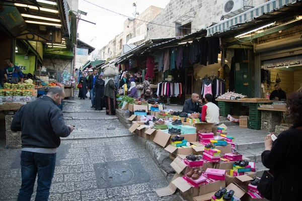 Jeruzalem Israël April 2014 Mensen Bazaar Straten Van Jeruzalem Israël — Stockfoto