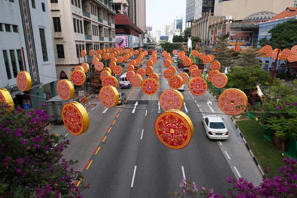 Kinesiska Röda Lyktor Hängande Street Inför Det Nya Året Singapore — Stockfoto