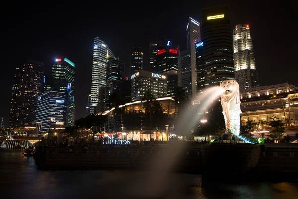 Singapore Circa Januar 2015 Der Merlion Brunnen Und Die Singapore — Stockfoto