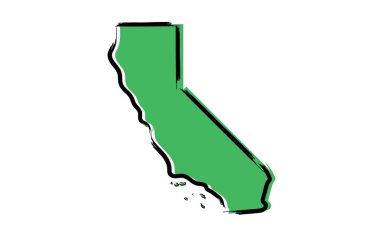 California stilize yeşil kroki Haritası