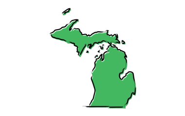 Michigan stilize yeşil kroki Haritası