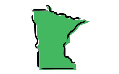 Minnesota stilize yeşil kroki Haritası